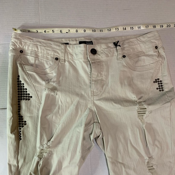 Ana Modern Fit Skinny Leg Distressed Beige Jeans 16 - Picture 10 of 11